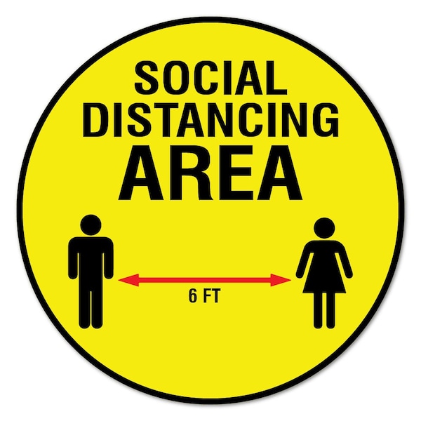 Social Distance Area 6 Ft Non-Slip Floor Graphic, 16in Vinyl Decal, 16" x 16", FD-C-16-99990